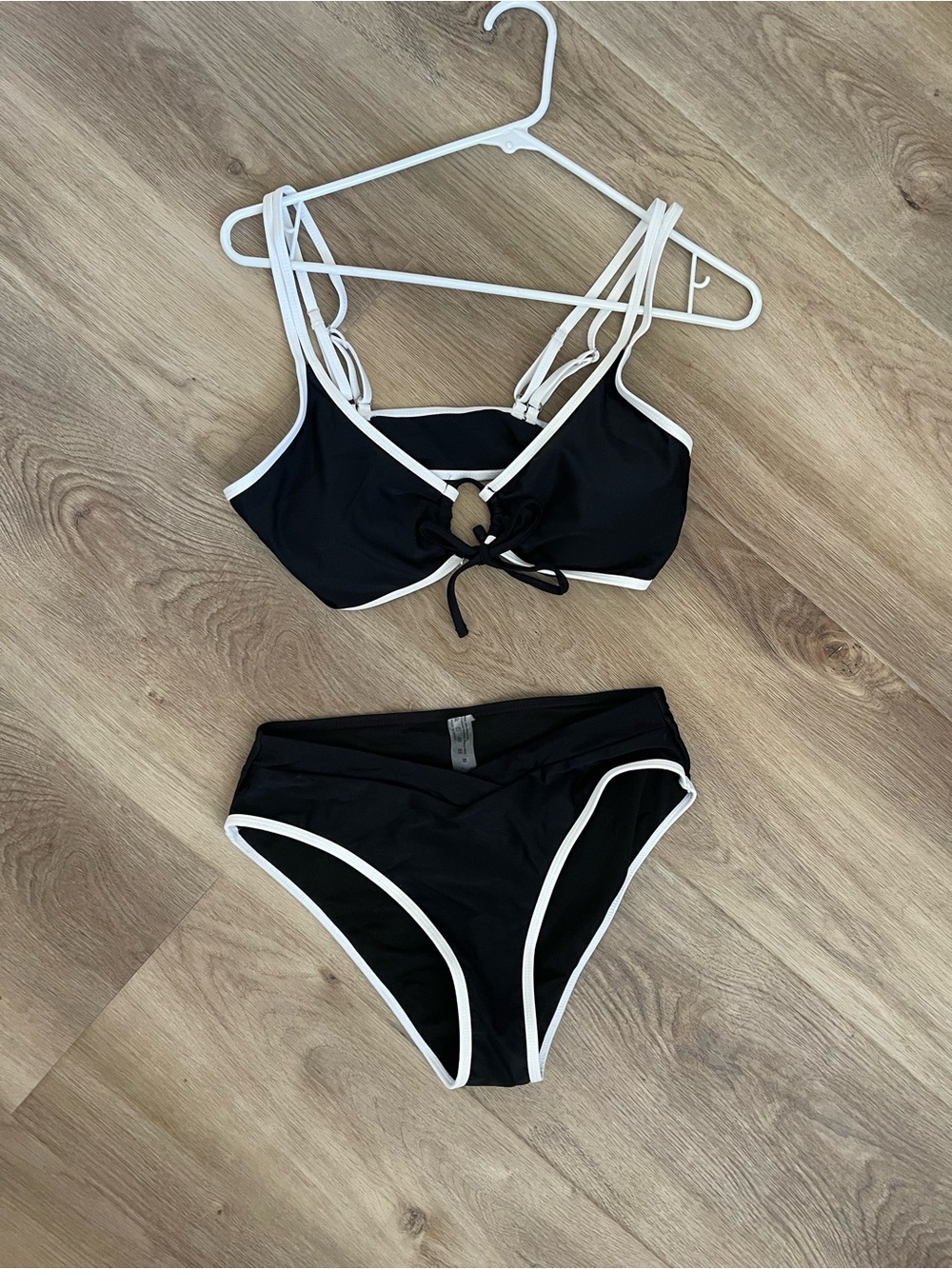 Black Bikini Set with White Trim